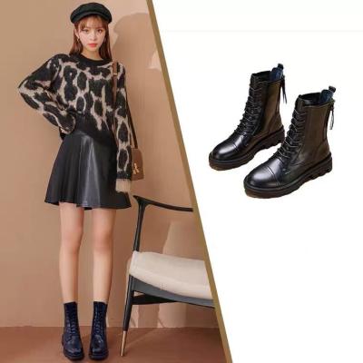 China 2021 New Fashion Winter Modern Anti-slippery Zipper And Lace Up Booties Boots For Women Ankle Boots for sale