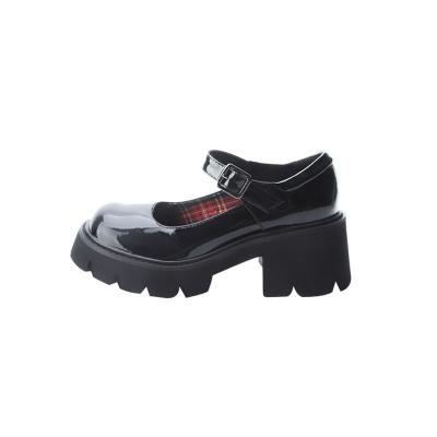 China New Fashion Girls Round Mary Jane Platform School Shoes Black In Large Sizes for sale