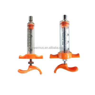 China TPX material with stainless steel inner rod 10ml 20ml automatic injection syringe veterinary injector for chicken cattle pig sheep poultry veterinary injector for sale