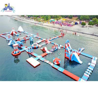 China Lilytoys aqua rental park floating inflatable water sport obstacle water park equipment with slide for team events for sale