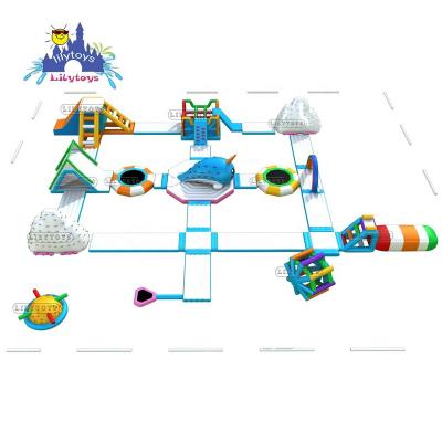 China Lilytoys China manufacturer aqua rental park floating obstacle inflatable water park equipment with slide for party rentals for sale