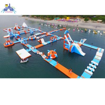 China Lilytoys outdoor rental aqua park floating water sport inflatable obstacle inflatable water park obstacle course for team events for sale