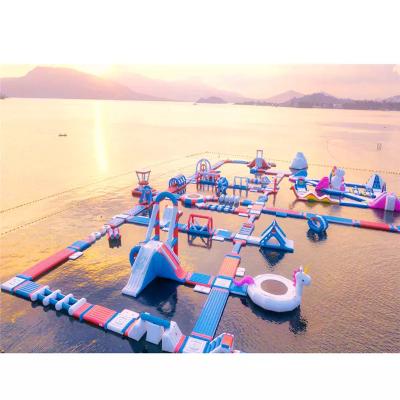 China Cheap Outdoor Water Fun Kids Inflatable Trampoline Water Park Inflatable Floating Water Trampoline For Sale for sale