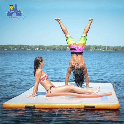 China Lilytoys Packing Used Water Park Inflatable Floating Water Games Jumping Bouncer Platforms Cheap Inflatable Water Trampoline for sale