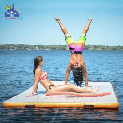 China Packing Water Fun Inflatable Water Mats Floating Platform Water Island Jet Ski Dock Mat DWF Swimming Equipment For Use for sale