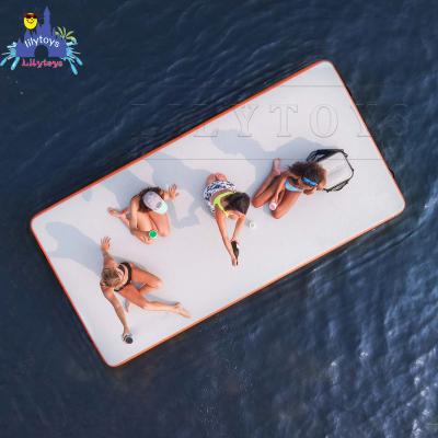 China Packing Floating Swimming Island Jet Ski Dock Mat Water Platform Water Fun Inflatable Mats DWF High Quality Material for sale