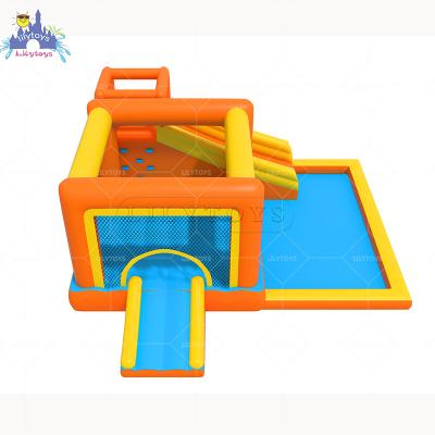 China Good Quality Amusement Park Mall School Children Water Game Toys Inflatable Jump Bounce Castle With Water Slide for sale