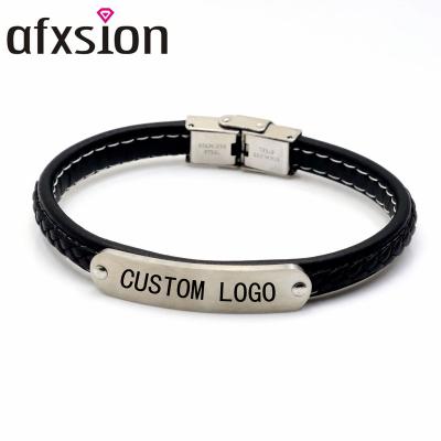 China AFXSION CLASSIQUE European and American Leather Customizable Bracelet Stainless Steel Armor Jewelry Hot-selling Men's Bracelet for sale