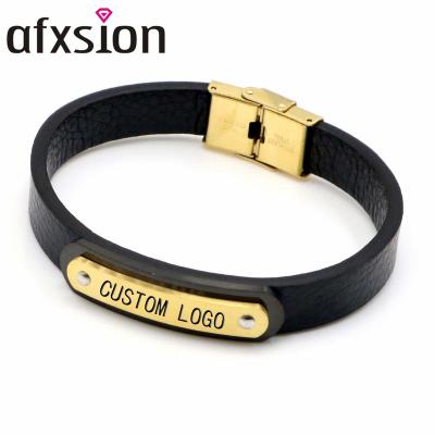 China AFXSION CLASSIQUE hot-selling European and American men's jewelry bracelet stainless steel smooth leather customizable leather bracelet for sale