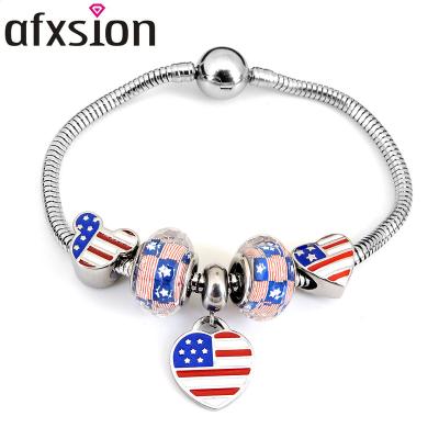 China Hot Selling DIY Image AFXSION 2019 Bangle Bead Charm Bracelet Stainless Steel Classic Customizable Jewelry Charm Dangling Bracelet Woman for sale