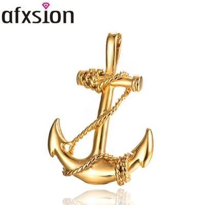 China Charm Jewelry Pendant Hiphop Style Stainless Steel Gold Or Silver Or Enamel Plated Square Anchor Pendant Necklace for sale