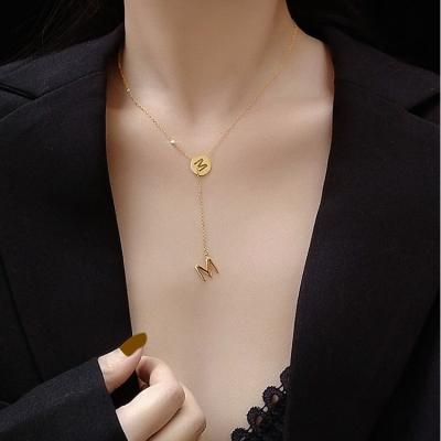 China AFXSION CLASSIC 2020 Japanese and Korean CIA Girls Jewelry 18K Gold Stainless Steel Necklace Y Chain Clavicle Jewelry Necklace for sale