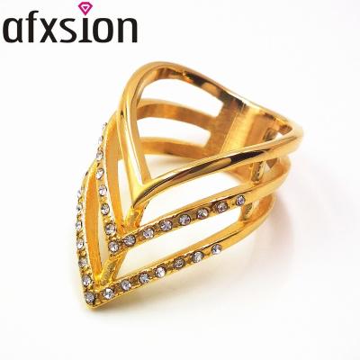 China Fashion Titanium Stainless Steel Bracelet Afxsion Stainless Steel Gold Diamond Ring Accessories, European and American for sale