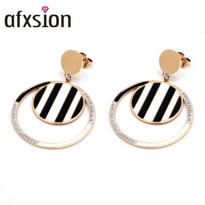 China Hot New AFXSION Earring Fashion Jewelry Clothing Accessories Drop Earrings Stainless Steel Earrings For Woman for sale