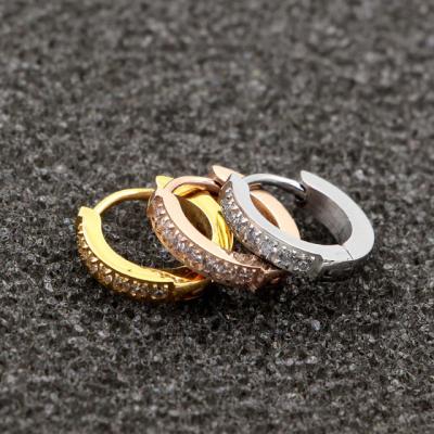 China AFXSION 2020 New CLASSIC Diamond Earrings 18K Gold Rose Gold Silver Stainless Steel Hoop Earrings High Quality for sale