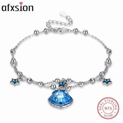 China AFXSION Silver Fashion Silver Jewelry Crystal Pendant Bracelet 925 Sterling Silver Bracelet for sale