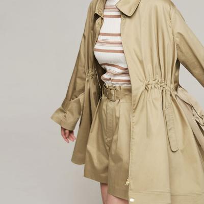 China Naivee Series Breathable Khaki Sring Waisted Lace Up Trench Coat Women Coat For Ladies Vintage for sale