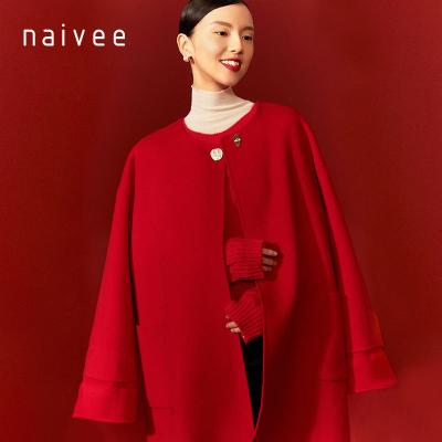 China Anti-wrinkle naivee new year series premium pure woolen double faced coats around collar for women ladies loose for sale