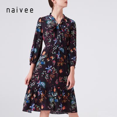 China Naivee Modern Type Breathable Women Elegant Silk Dress For Ladies for sale