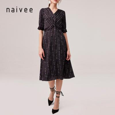 China Anti-Static Naivee Princess Casual Women Fashion Wrap Dresses For Office Ladies for sale