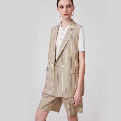 China Naivee New Summer Workplace Comfortable And Breathable Collar Gold Striped Straight Vest Suit For Women for sale