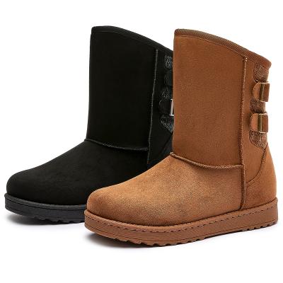 China Hot selling fashion trend mid winter calfskin boot for women ladies rubber shoes with low price for sale