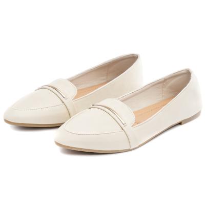 China 2020 Light Ladies Leather Flat Women Shoes Pointed Toe Slip On Work Loafer Custom White Flat Shoes for sale