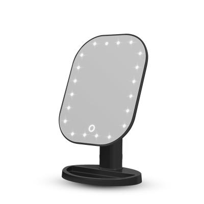 China Ianna Lighted LM05 Customized Logo Led Mirror With 20 LED Make Up Cosmetic Mirror High Definition Rechargeable Glass for sale