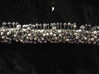 China 3D Gunmetal color beaded trimming bugle beads with sequins trims for sale