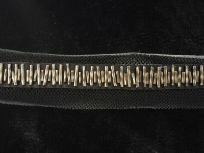 China Gunmetal beaded tape beading trims for fashion dress for sale