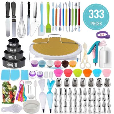 China 2021 Sustainable 333 PCS Cake Consumables Lots Decorating Rise With Springform Cake Molds Set, Cake Baking Supplies For Beginners for sale