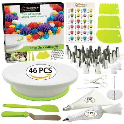 China 46 PCS Viable Cake Decorating Homemade Cake Baking Plastic Table Set Cake Turntable DIY Tools for sale