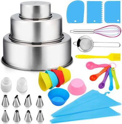 China Sustainable 32 Pieces Home Appliances Mouth Mouth Chiffon Cake Bakeware Decorative Nonstick Oven Mold Making Bake Training Tool Kit for sale