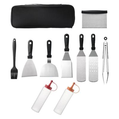 China Easily Cleaned Stainless Steel Thickened Outdoor Portable BBQ Tool Kit 8/10/14/18Pcs BBQ Grill Tool Kit With Tomato Sauce Bottle And Bag for sale