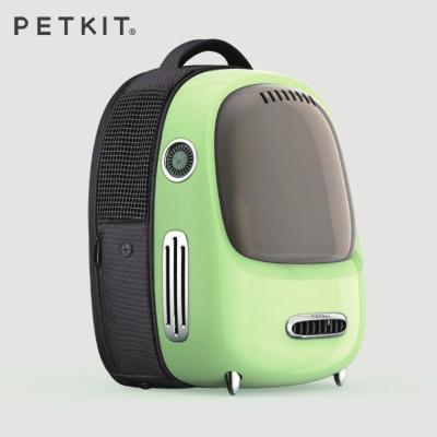 China Sustainable Deluxe Plastic Cat Pet Carrier by PETKIT with Internal Lamp, Fresh Air System, Dark Brown Window and Expanded Bottom for sale