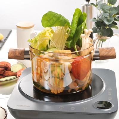 China New Arrival High Borosilicate Glass Pot Pyrex Glass Cooking Pots Viable For Cooking On Fire For Cooking for sale