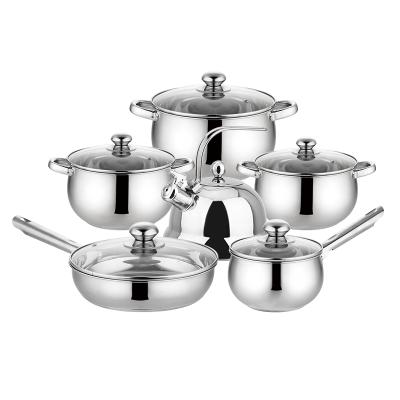 China Sustainable maker 12pcs stainless steel cookware set cooking pot kinox cookware set for sale