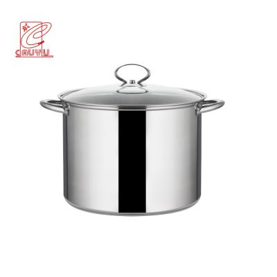 China Sustainable stock stainless steel large capacity pot cooking pot cookware casserole soup pots with glass lid for sale