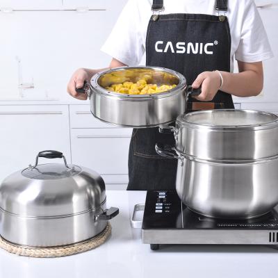 China Sustainable Food Grade 304 Stainless Steel Steamer Cooking Pot Set Cooking Steamer Pot for sale