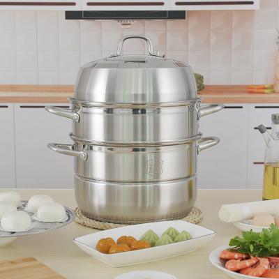 China Durable Superior 304 Stainless Steel Material Kitchen Steamer Pot 2 Layers Food Steamer Cooking Pot Steamer Pot for sale