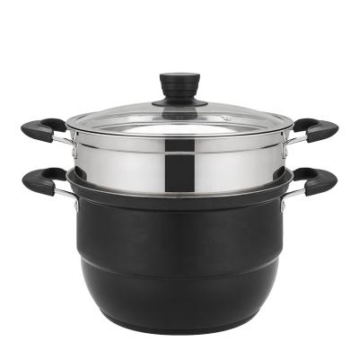 China Good Sustainable Price Stainless Steel Steamer Pot Cooking Pot With Painting Color 2 Layer Steamer Pot for sale