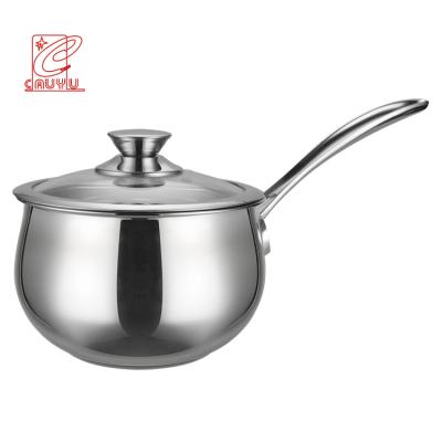 China Sustainable Elegant Style Mirror Polish Saucepan Kitchenware Stainless Steel Milk Pot for sale