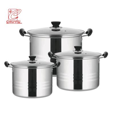 China OEM Sustainable Factory Steel Stock Pot Soup Pot Stainless Steel Cooking Pot Set With Bakelite Handle for sale