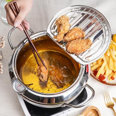 China New Sustainable Amazon Deep Fryer Pot Cookware Temperature Control Frying Pan With Oil Filter for sale