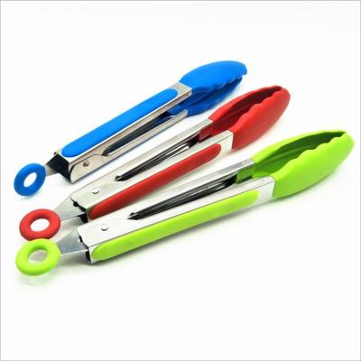 China Sustainable Kitchen Multifunctional Utensil Stainless Steel Silicone Non-Stick Food Clip Cooking Serving Tongs for sale