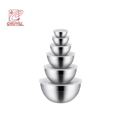 China Viable Cake Salad Bowl Stainless Steel Kitchen Factory Mixing Bowl Serving Baking Basin With Lid for sale