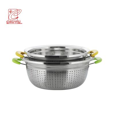 China Stainless Steel Viable Sieve Kitchen Rice Wash Colander With Different Sizes for sale