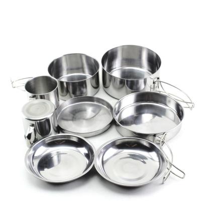 China 8Pcs Outdoor Portable Camping Camping Cookware Utensils Set Outdoor Kitchen Bowl Cooking Pan Set For Picnic for sale