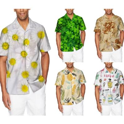 China Custom Logo Quick Dry Hawaiian Shirt Anti-pilling Men's Button Shirt for Men for sale