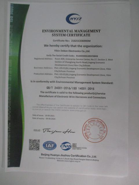 ISO14001 - Yibin Dekon Electronics Co.,ltd Shenzhen Branch